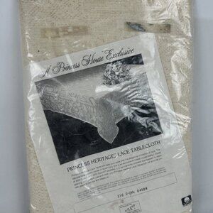 Vtg Quaker Lace Tablecloth Exclusive Princess House Heritage Ivory Oval 64 X 84